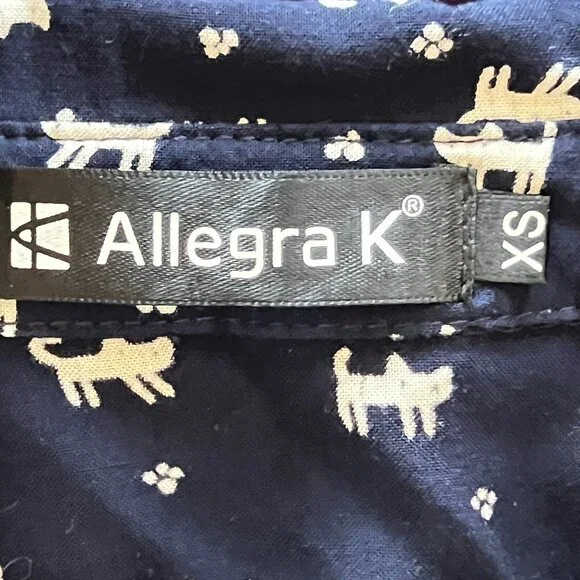 Allegra K - Women's Cat Printed, Half Placket, Knee Length Sleeveless Dress - Picture 5 of 5